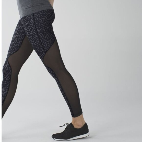 Lululemon Running In The City 7/8 Tight Heathered Net Pop Black womens size 4 - Picture 2 of 10